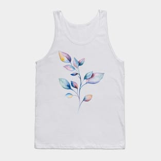 Colorful watercolor branch with leaves. Tank Top